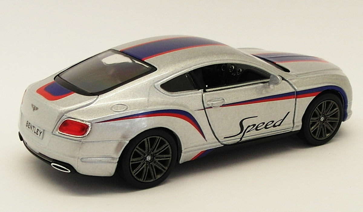 2012 Bentley Cont GT Speed - Silver - Kinsmart Pull Back & Go Metal Model Car
