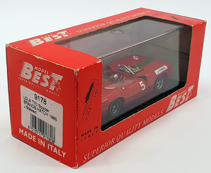 Best 1/43 Scale 9178 - Lola T70 Spyder Brands Hatch 1965 - #5 J.Stewart