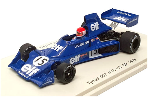 Spark 1/43 Scale S1881 - F1 Tyrrell 007 US GP 1975 #15 M. Leclere - Blue