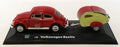 Cararama 1/43 Scale Diecast 00147-B - Volkswagen Beetle & Trailer - Red