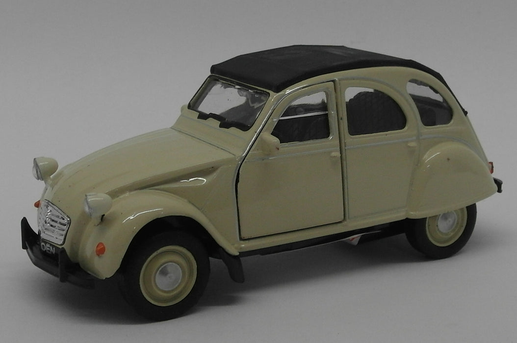 Citroen 2CV - Cream - Kinsmart Pull Back & Go Diecast Metal Model Car