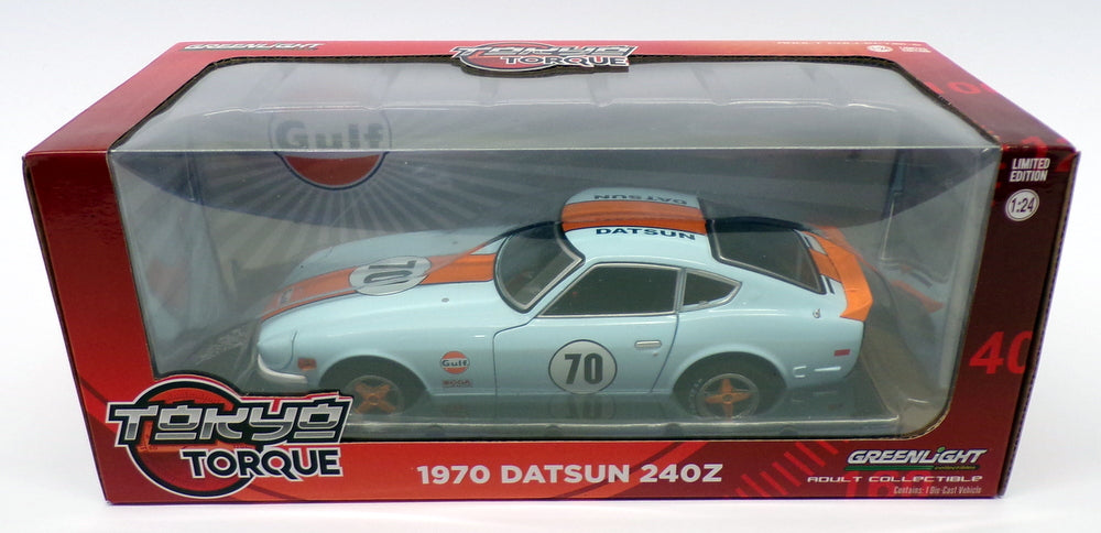 Greenlight 1/24 Scale 18302 - 1970 Bre Datsun 240Z #70 - Lt Blue/Orange