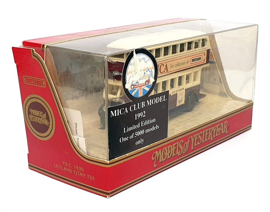 Matchbox Appx 10cm Long Y5-C - Leyland Titan TD1 MICA Club Model 1992