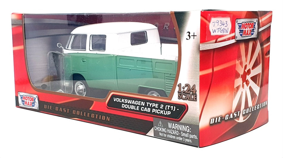 Motor Max 1/24 Scale 79343WTGRN - Volkswagen Type 2 (T1) Double Cab Pick-Up