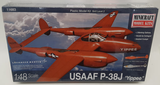 Minicraft Model Aircraft Kit 11683 - 1/48 Scale USAAF P-38J Yippee