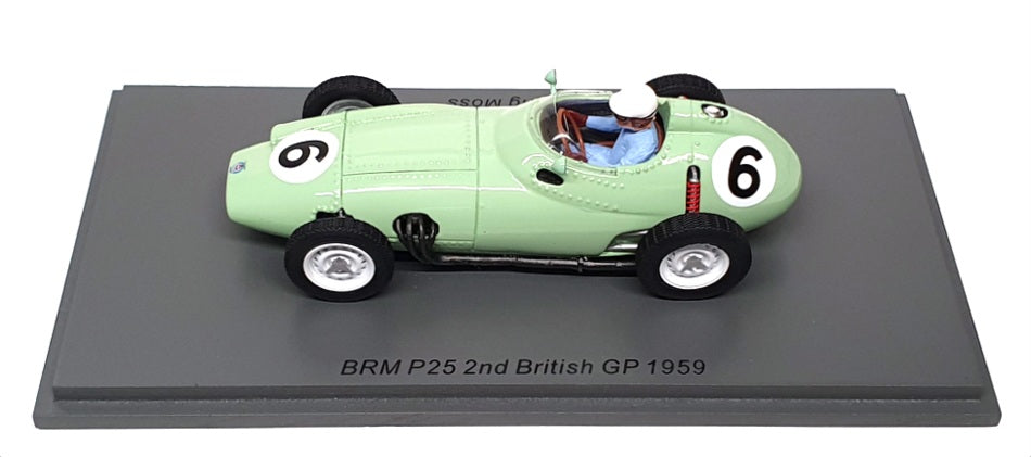 Spark 1/43 Scale S5730 - F1 BRM P25 2nd #6 British GP 1959 Stirling Moss - Green