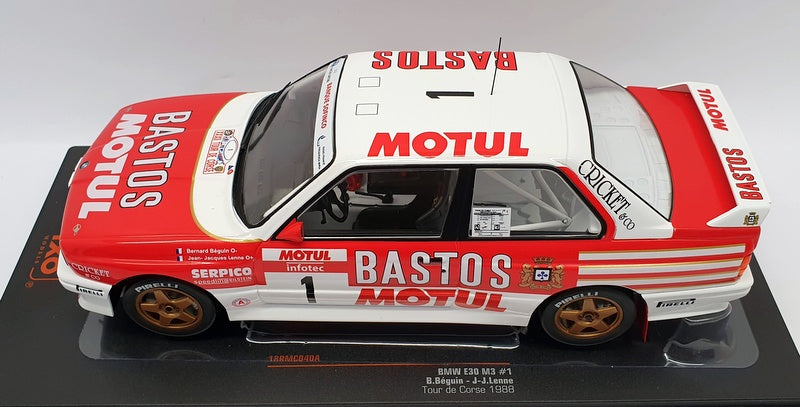 IXO 1/18 Scale Diecast 18RMC040A - BMW E30 M3 #1 Bastos Tour De Corse 1988