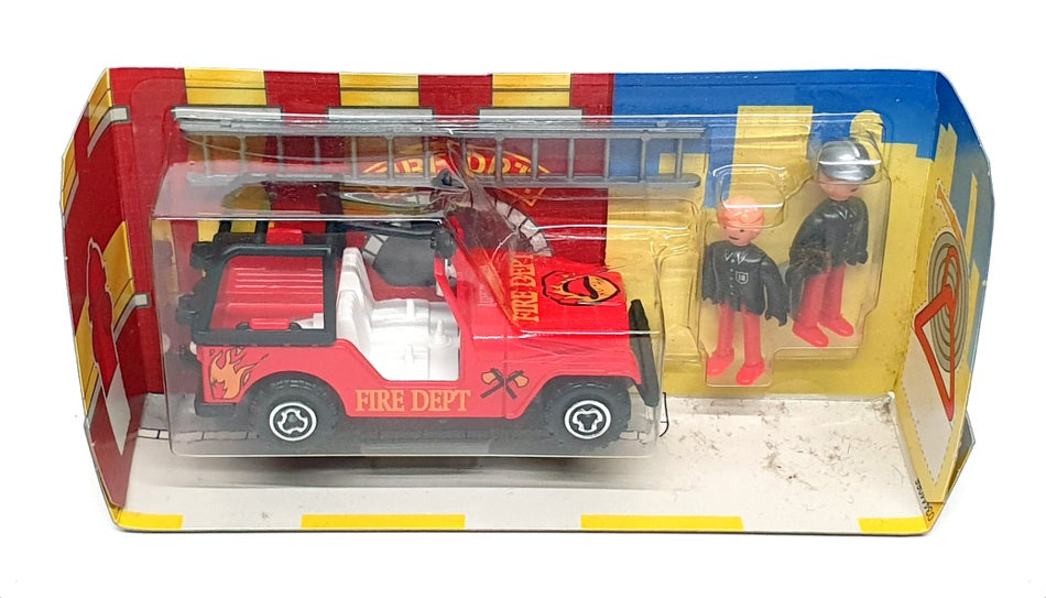 Majorette 1/46 Scale 7300 - Fire Dept. Jeep With Figures - Red