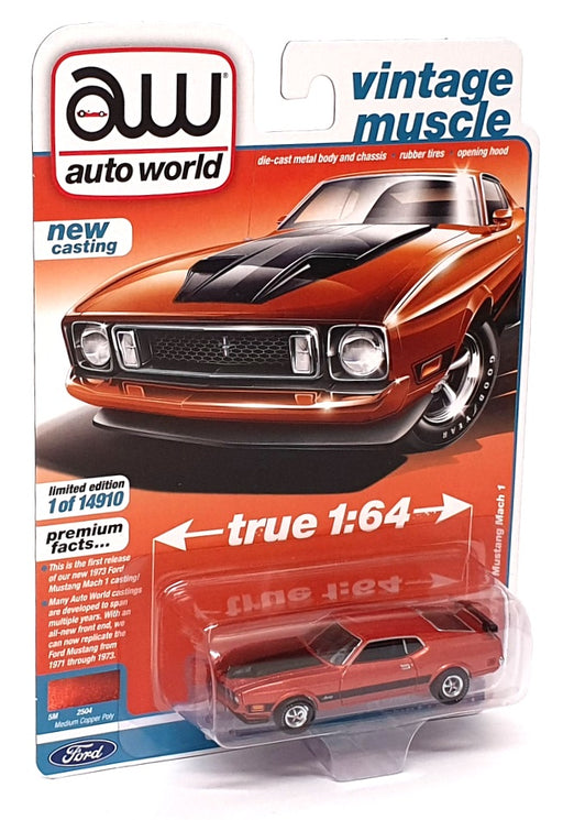 Auto World V. Muscle 1/64 Scale AW64352 1973 Ford Mustang Mach 1 Med Copper Poly