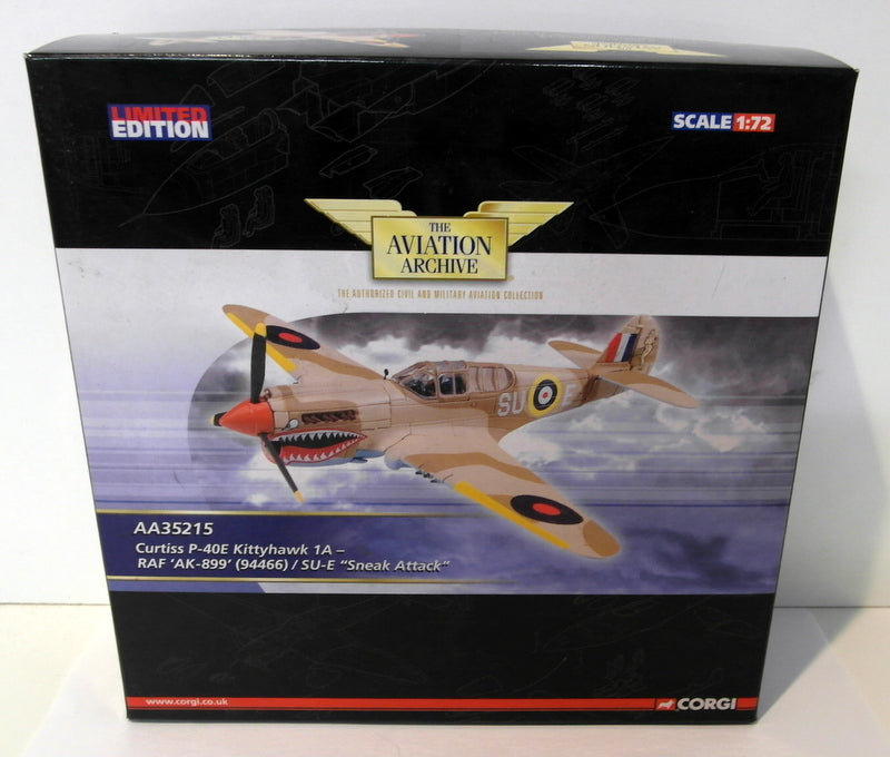 Corgi 1/72 Scale diecast - AA35215 Curtiss P-40E Kittyhawk 1A RAF AK-899
