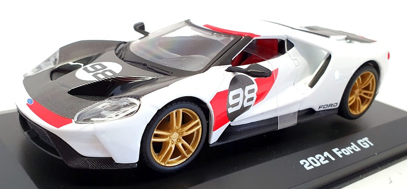 Burago 1/32 Scale Diecast #18 41165 - 2021 Ford GT #98 - White/Black
