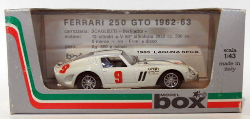 Box Model 1/43 Scale Diecast 8433 - Ferrari GTO #9 Laguna Seca 1963 - White