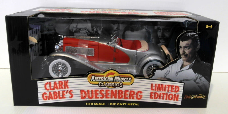 Ertl 1/18 Scale Diecast - 07962 Clark Gable's Duesenberg Roadster Silver Red