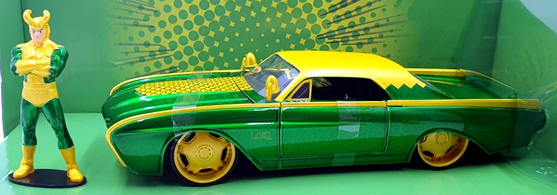 Jada 1/24 Scale Diecast 80333 - Loki Figure And 1963 Ford Thunderbird 