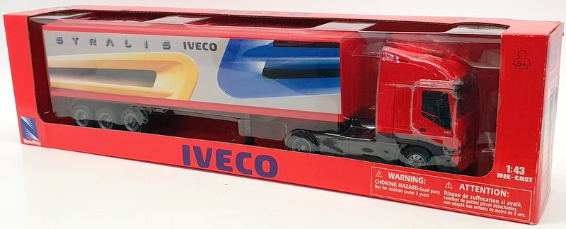 New Ray 1/43 Scale Model Truck 15613 - Iveco Stralis Container  - Red