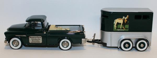 Brookin Models 1/43 Scale BRK62 & BRK53X - 1955 Chev Cameo & Trailer -Blue Grass