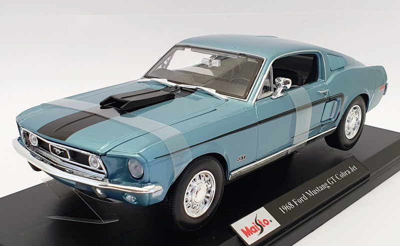 Maisto 1/18 Scale Diecast 46629 - 1968 Ford Mustang GT Cobra Jet - Ltt Met Blue