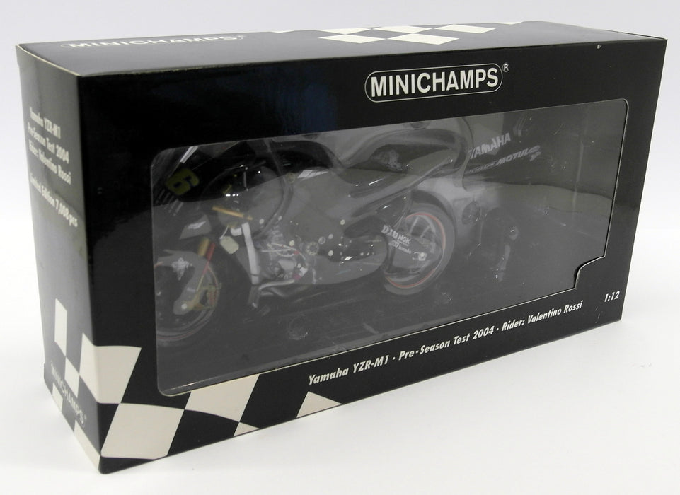 Minichamps 1/12 Scale Diecast 122 043946 Yamaha YZR-M1 Test Bike 2004 Rossi