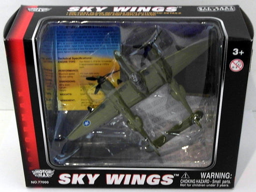 Motormax Skywings 1/100 Scale 77025 - P-38 Lightning With Display Stand