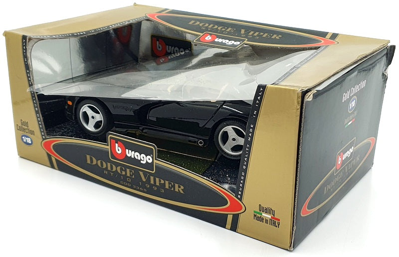 Burago 1/18 Scale Diecast 3365 Dodge Viper RT/10 1993 Black with Silver Stripes