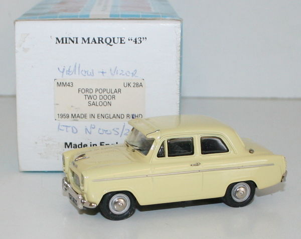 MINIMARQUE 1/43 UK28A - 1959 FORD POPULAR TWO DOOR SALLON - YELLOW - WITH VISOR