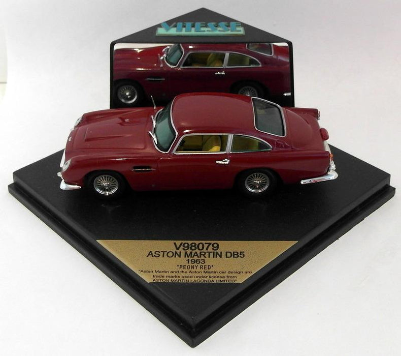 Vitesse Models 1/43 Scale Diecast V98079 - 1963 Aston Martin DB5 - Peony Red