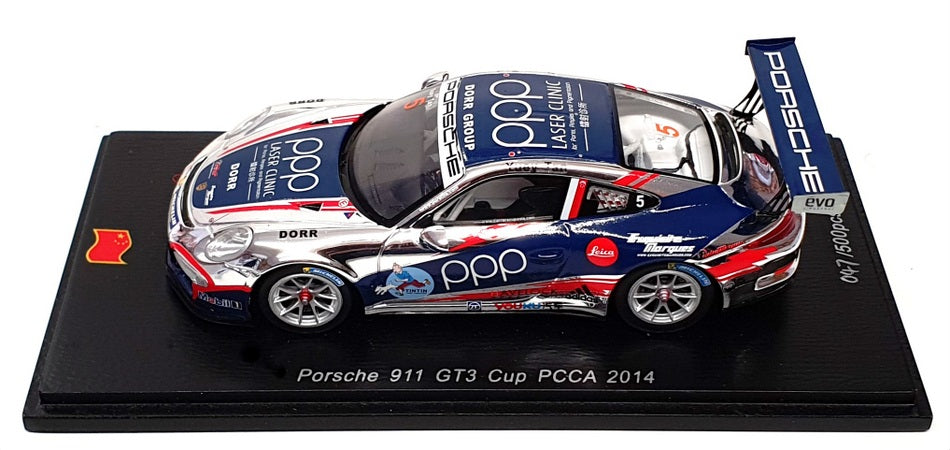 Spark 1/43 Scale SA059 - Porsche 911 GT3 Cup #5 PCCA 2014 - Blue/Silver
