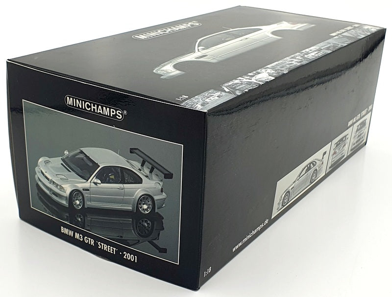 Minichamps 1/18 Scale  100 012100 - BMW M3 GTR Street 2001 Silver Bastos