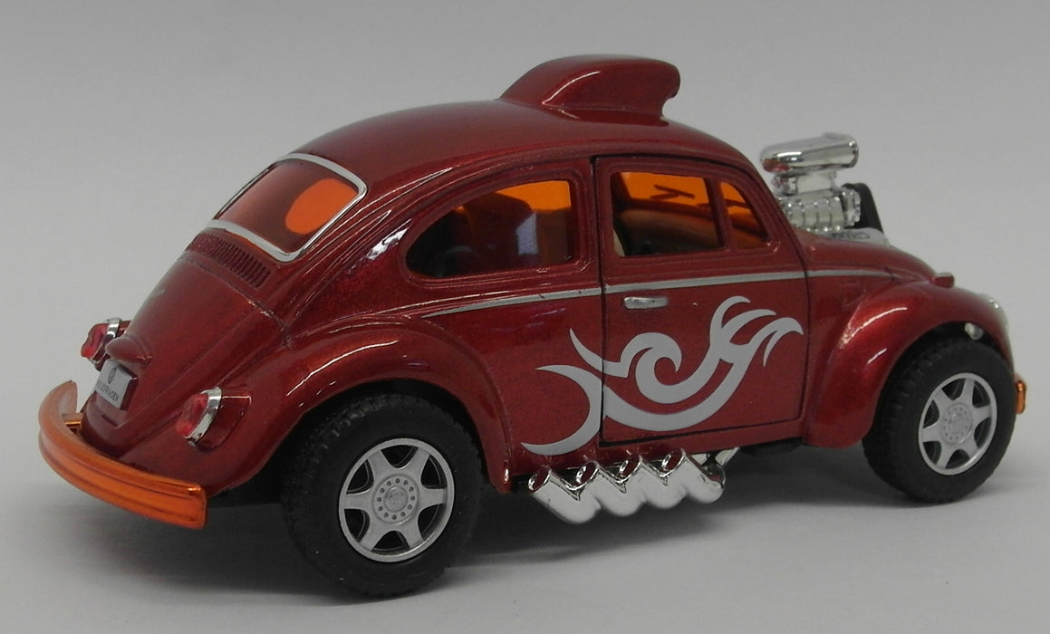 VW Beetle Custom Drag Racer - Red - Kinsmart Pull Back & Go Diecast Metal Model Car