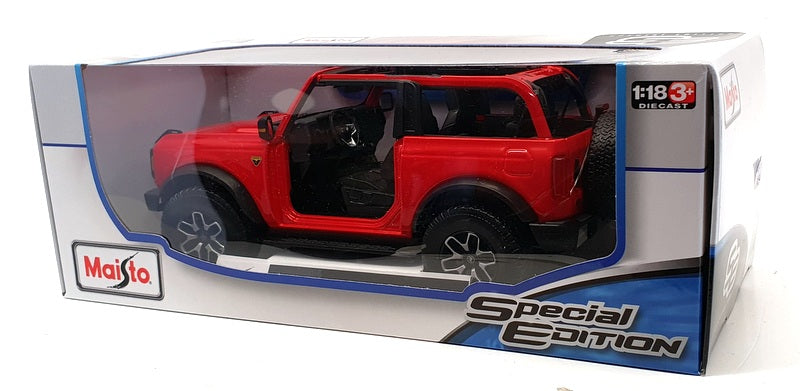 Maisto 1/18 Scale Model Car 46629 - 2021 Ford Bronco Badlands - Red