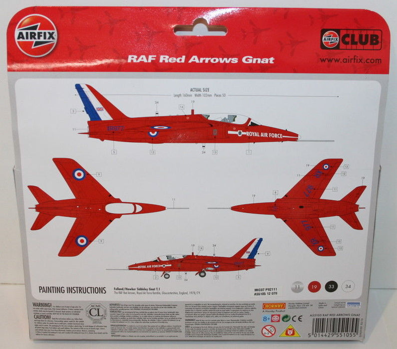 Airfix 1/72 Scale A55105 - RAF Red Arrows Gnat - Starter Set