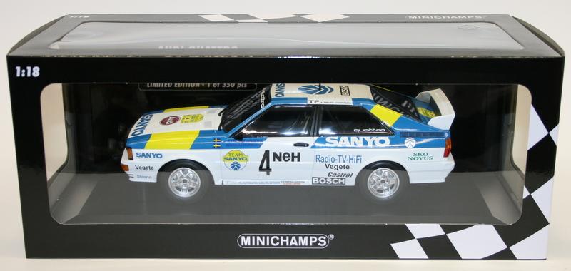 Minichamps 1/18 Diecast 155 821105 Audi Quattro Sport Blomqvist Swedish Rally 82