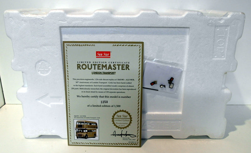 Sunstar 1/24 Scale Diecast - 2911 Routemaster RM1983 ALD 983B 50Th London Gold