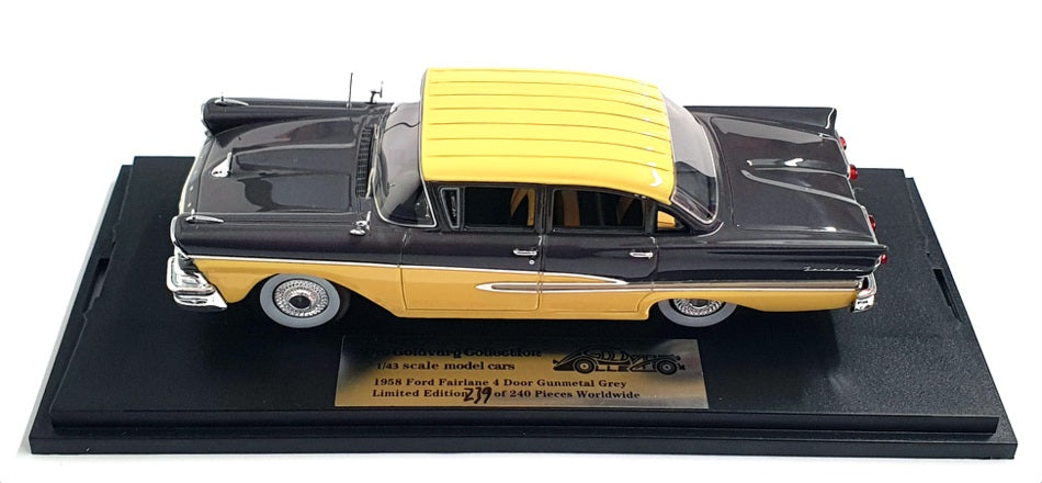 Goldvarg 1/43 Scale GC-026A - 1958 Ford Fairlane 4Dr - Gunmetal Grey/Sun Gold