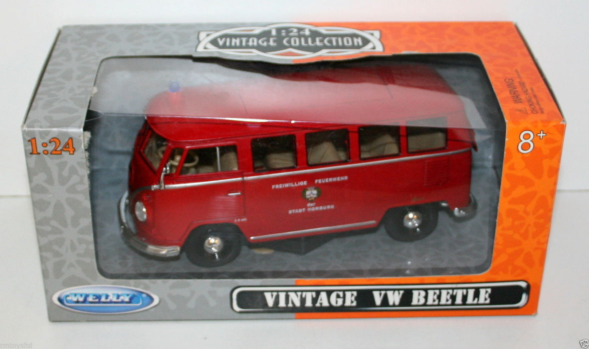 Welly 1/24 Scale Diecast Metal TY4329 VW Beetle Camper - German Fire Brigade