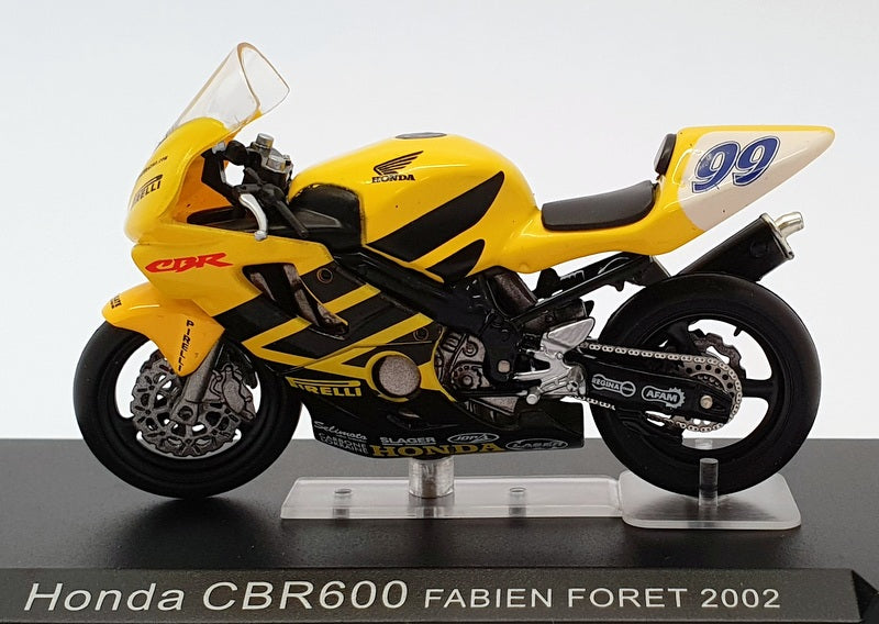 Ixo Models 1/24 Scale IB04 - Honda CBR600 - #99 Fabien Foret 2002 - Yellow