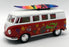1962 VW Camper w/ Surfboard - Red - Kinsmart Pull Back & Go Metal Model Car