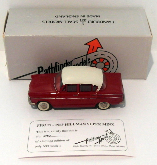 Pathfinder Models 1/43 Scale PFM17 - 1963 Hillman Super Minx 1 Of 600 Red/White