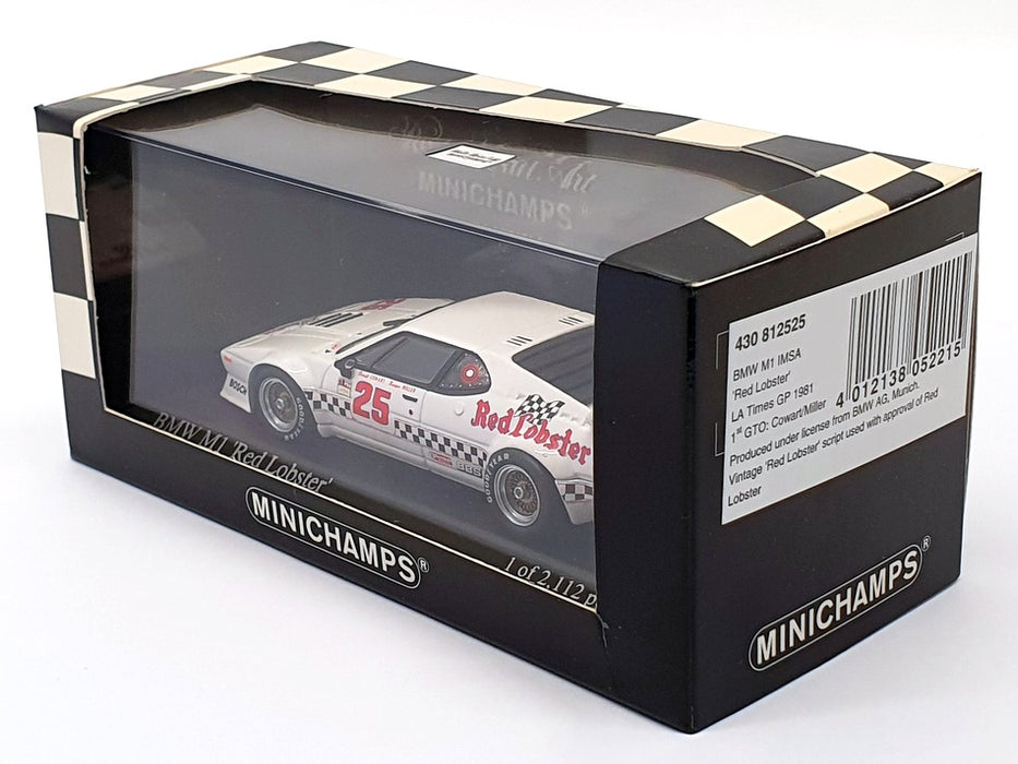 Minichamps 1/43 Scale 430 812525 - BMW M1 IMSA Red Lobster LA Times GP 1981