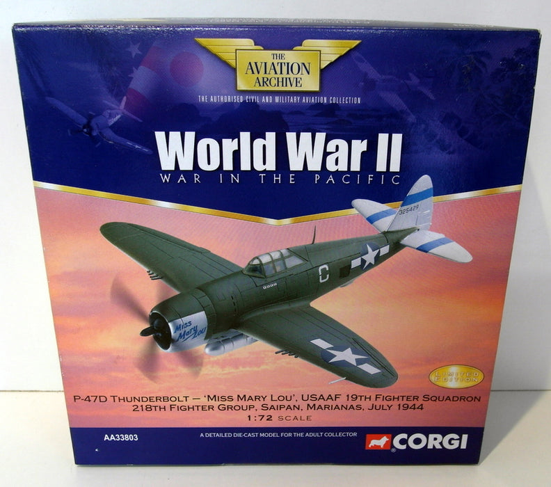 Corgi 1/72 Diecast Plane AA33803 P-47D Thunderbolt Miss Mary Lou USAAF Saipan 44