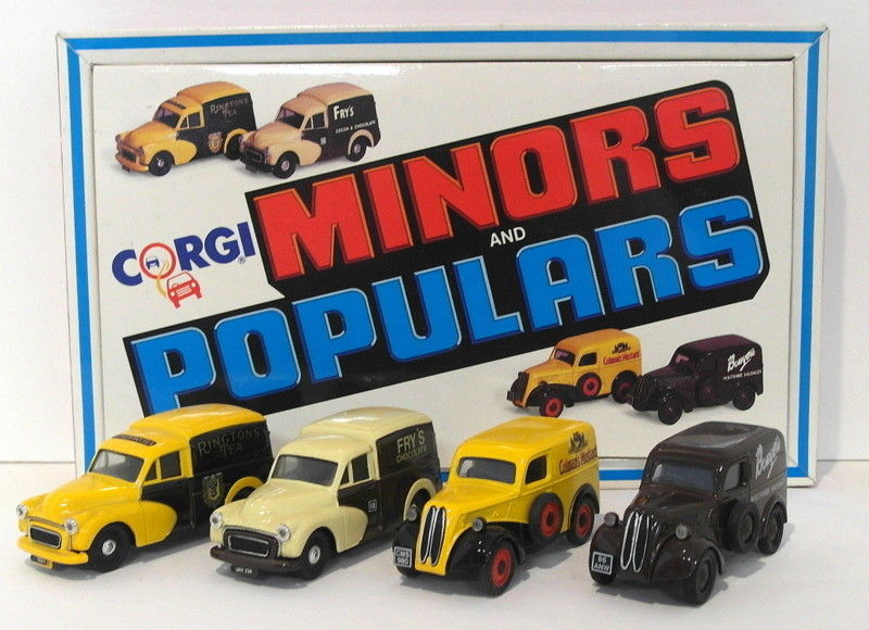 Corgi 1/43 Scale Diecast D72/1 - Morris Minors & Ford Populars 4 Van Set
