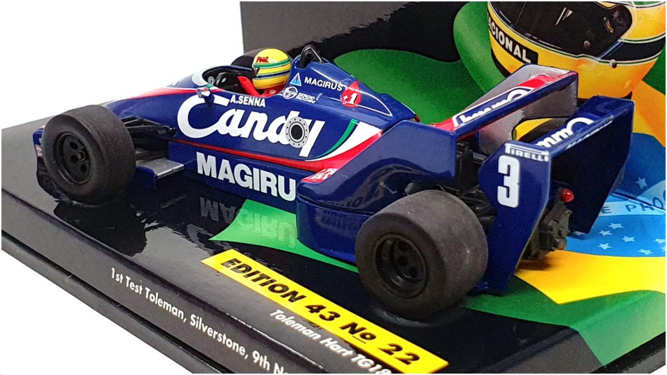 Minichamps 1/43 Scale 540 834335 - F1 Toleman Hart TG183B Senna Silverstone 1983