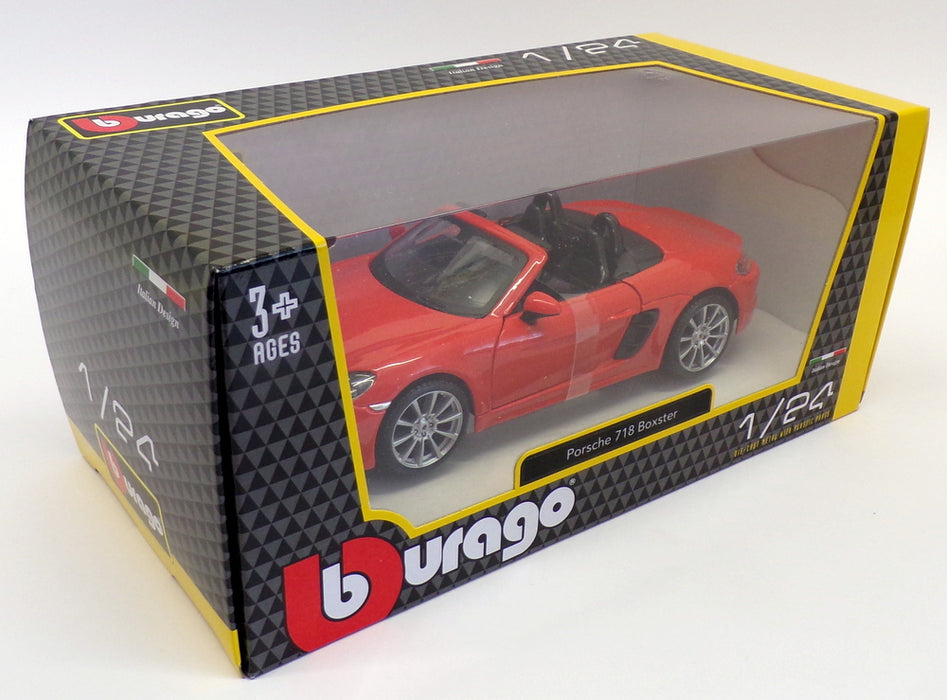 Burago 1/24 Scale Model Car 18-21087 - Porsche 718 Boxster - Orange