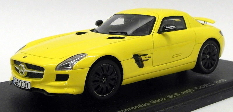 Spark Models 1/43 Scale S1058 - 2010 Mercedes Benz SLS AMG E-CELL - Yellow