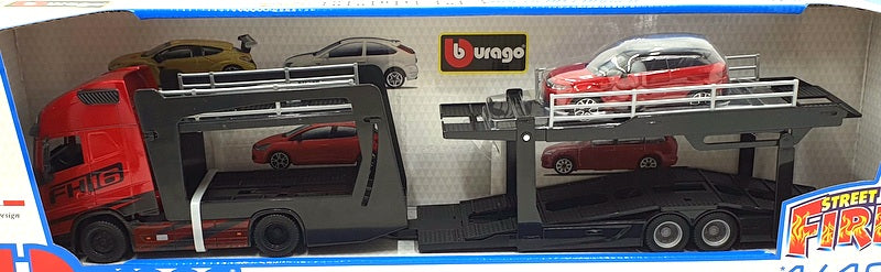 Burago 1/43 Scale #18 31462 - Volvo FH16 Multicar Carrier With Range Rover