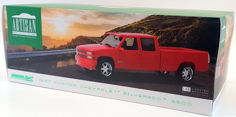Greenlight 1/18 Scale 19073 - 1997 Chevrolet Custom Silverado 3500 - Red