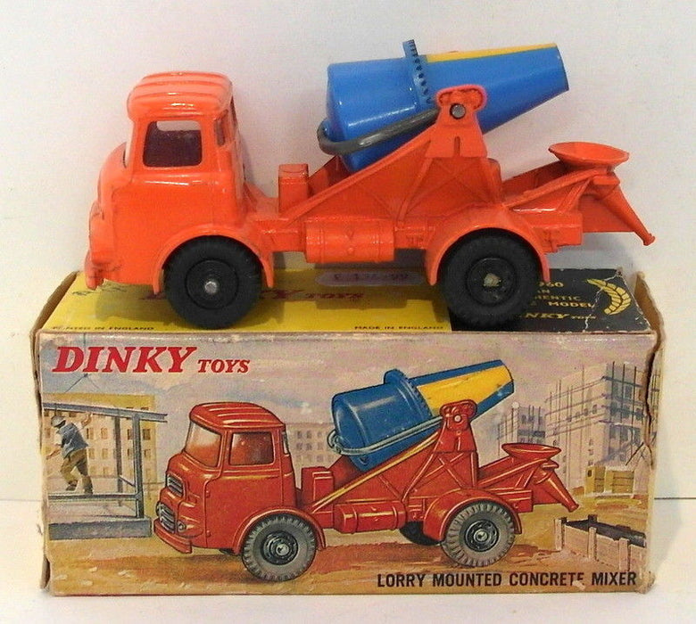 Vintage Dinky 960 - Lorry Mounted Concrete Mixer - Orange Black Wheels
