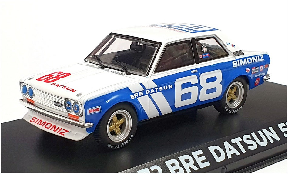 Greenlight 1/43 Scale 86346 - 1972 Bre Datsun 510 #68 Gregg - Blue/White