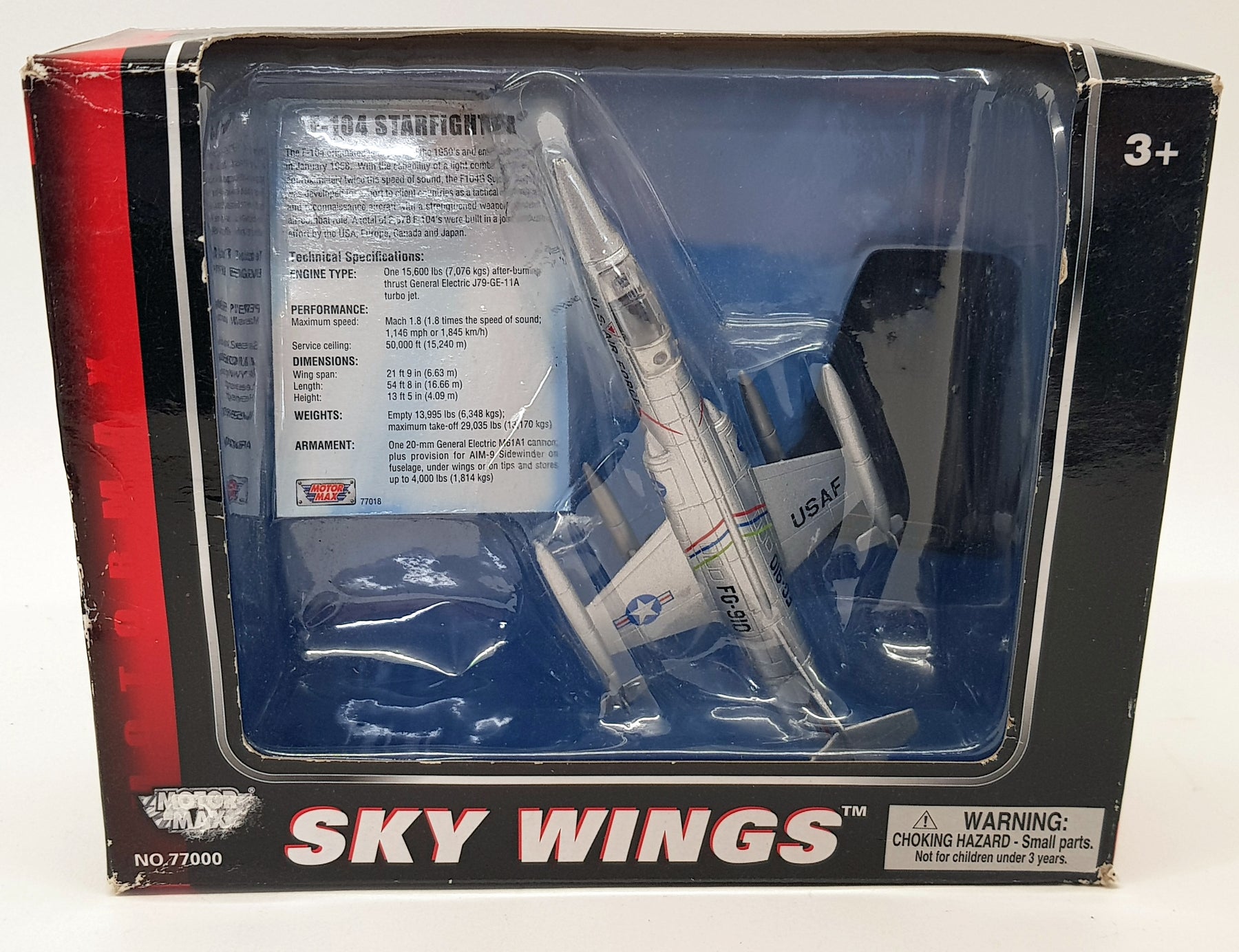 Motormax Skywings 1/100 Scale 77018 - F-104 Starfighter With Display Stand