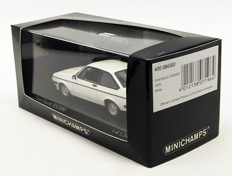 Minichamps 1/43 Scale 400 084300 - 1975 Ford Escort RS2000 - White